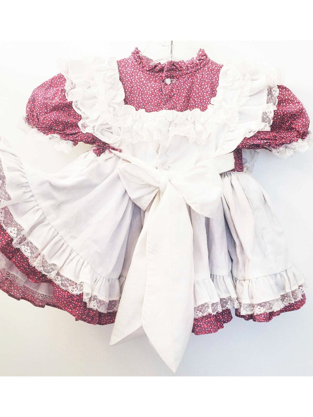 Martha’s Miniatures Girls VTG Floral Pageant Ruffle Dress Lace Cottagecore Boho